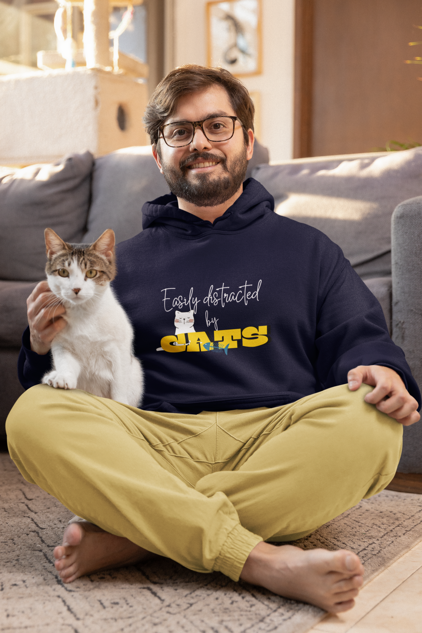 Pet Series: Distracted by Cats Premium Unisex Hoodie